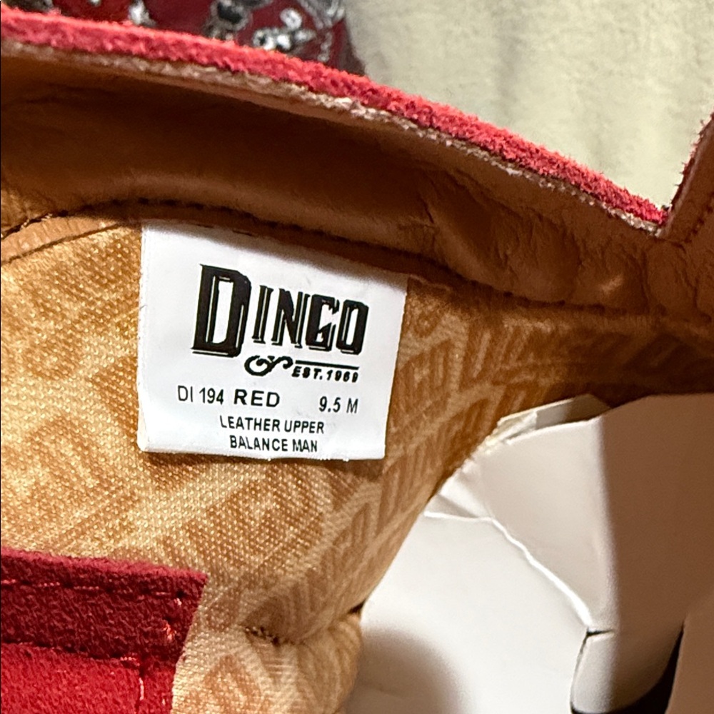 Dingo Red Heeled Boots with Silver Accents rhapsody bandana 9.5 new - Picture 4 of 7